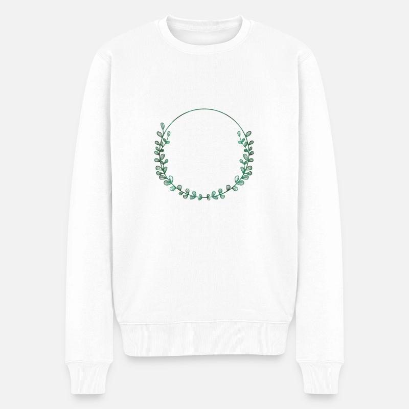 simpel_green_wreath - Männer Premium Bio Pullover - Weiß