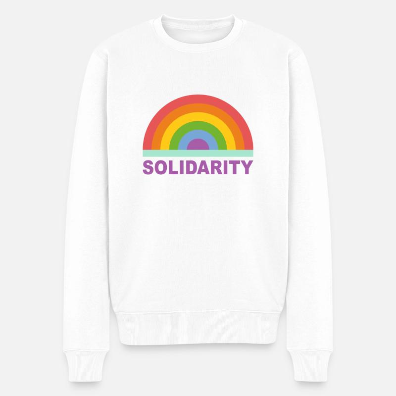 Regenbogen Solidarität - Männer Premium Bio Pullover - Weiß