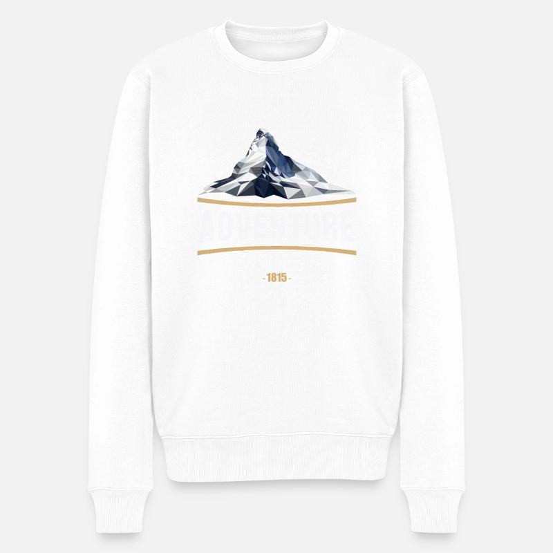 Wallis T-Shirt Wallis 1815, Matterhorn, Matterhorn - Männer Premium Bio Pullover - Weiß