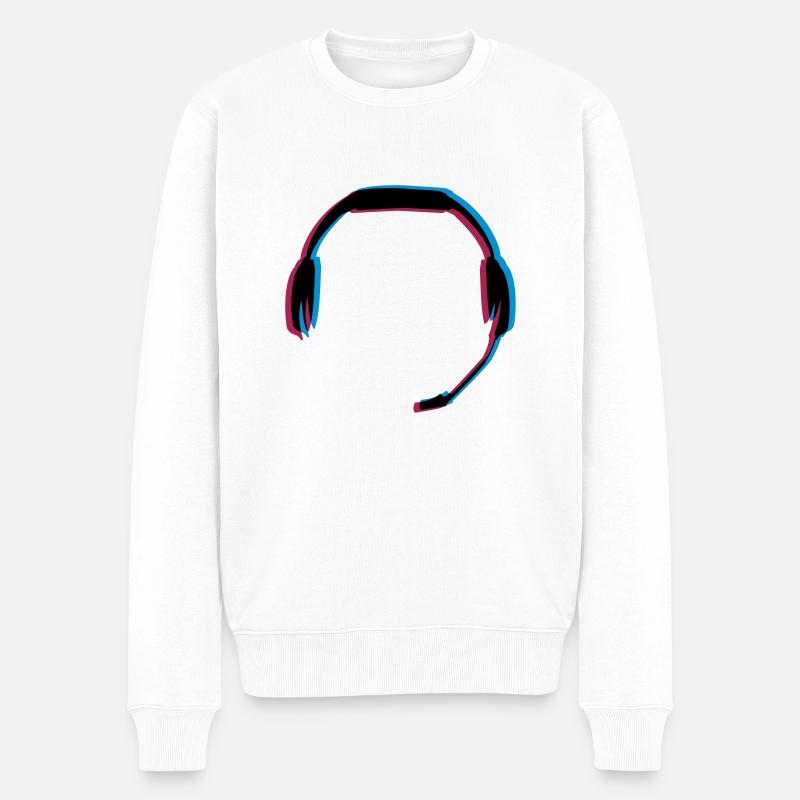 3D Effekt Headset - Männer Premium Bio Pullover - Weiß