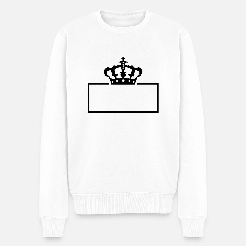 König Krone Schild - Männer Premium Bio Pullover - Weiß