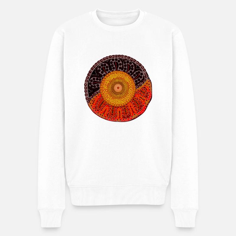 Australische Aborigines-Sonne - Männer Premium Bio Pullover - Weiß