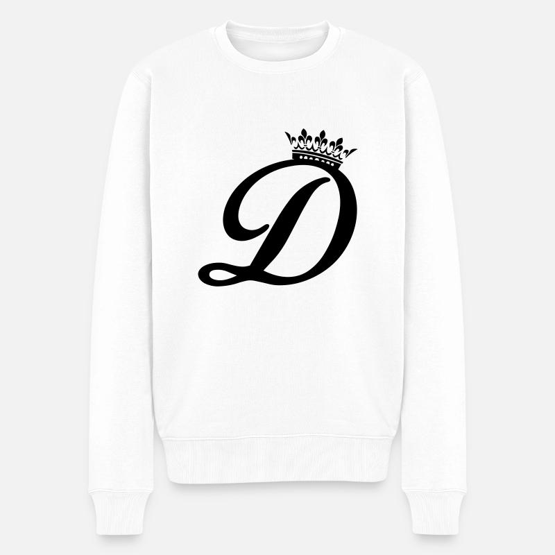 buchstabe D krone - Männer Premium Bio Pullover - Weiß