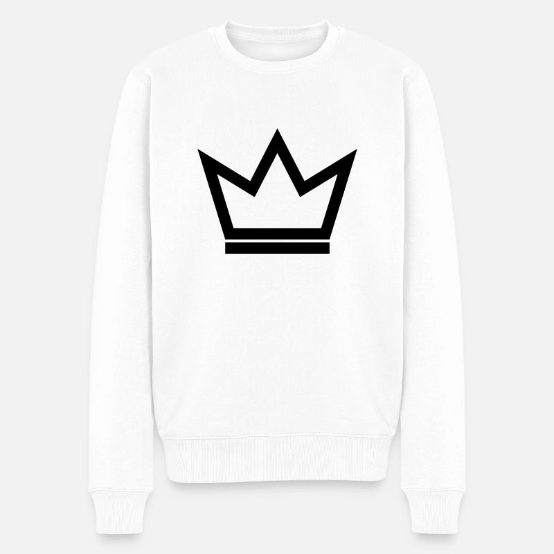 Krone Prinzessin König Königin Symbol Vektor - Männer Premium Bio Pullover - Weiß