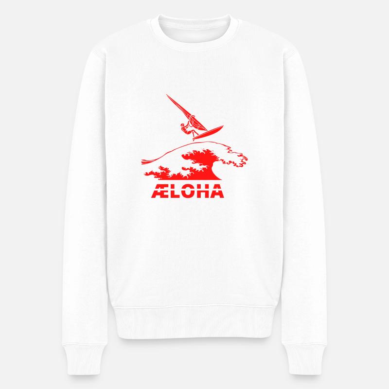 ÆLOHA Windsurfen in Dänemark - Männer Premium Bio Pullover - Weiß