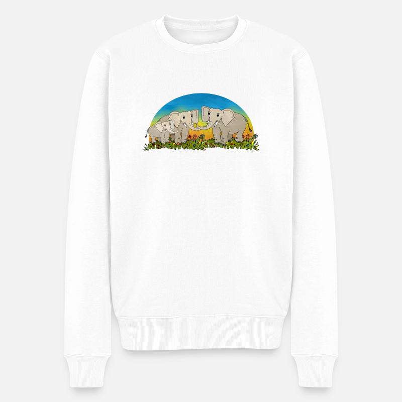 Elefanten - Männer Premium Bio Pullover - Weiß