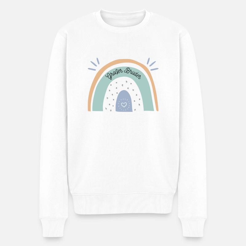 Großer Bruder Regenbogen - Männer Premium Bio Pullover - Weiß