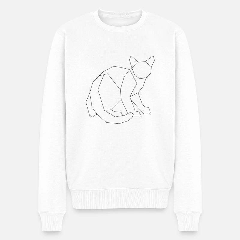 Katze - Männer Premium Bio Pullover - Weiß