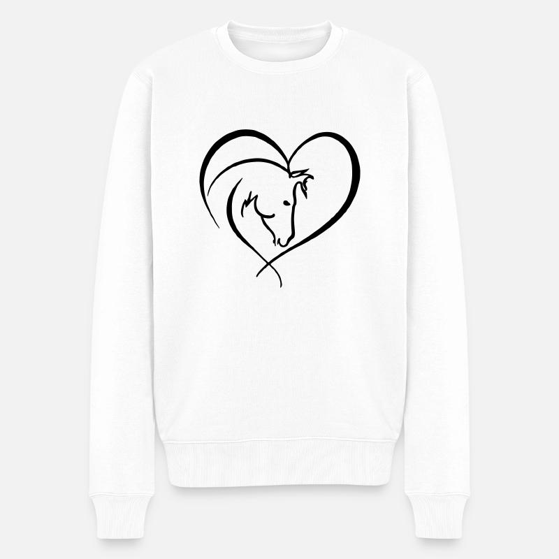 Pferd Herz Reiten Pferdebesitzerin - Männer Premium Bio Pullover - Weiß