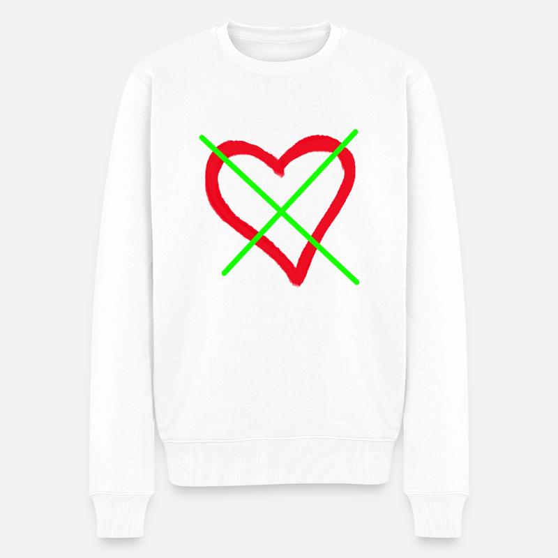 Herz durchgestrichen - Männer Premium Bio Pullover - Weiß