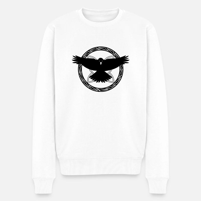 Wikinger Symbol Nordisch Zeichen Raben Rabe Tribal - Männer Premium Bio Pullover - Weiß