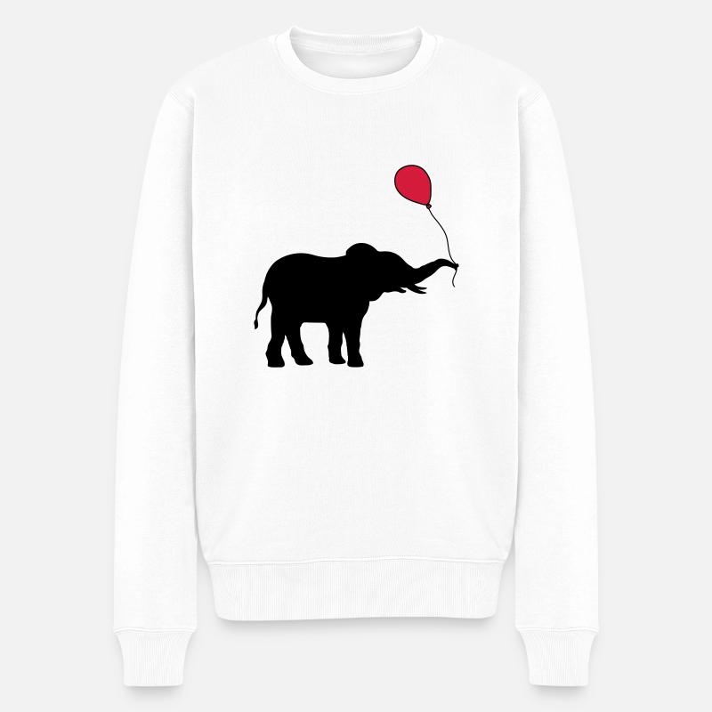 Cadeau d’éléphant ballon rouge - Pull Premium bio Homme - blanc