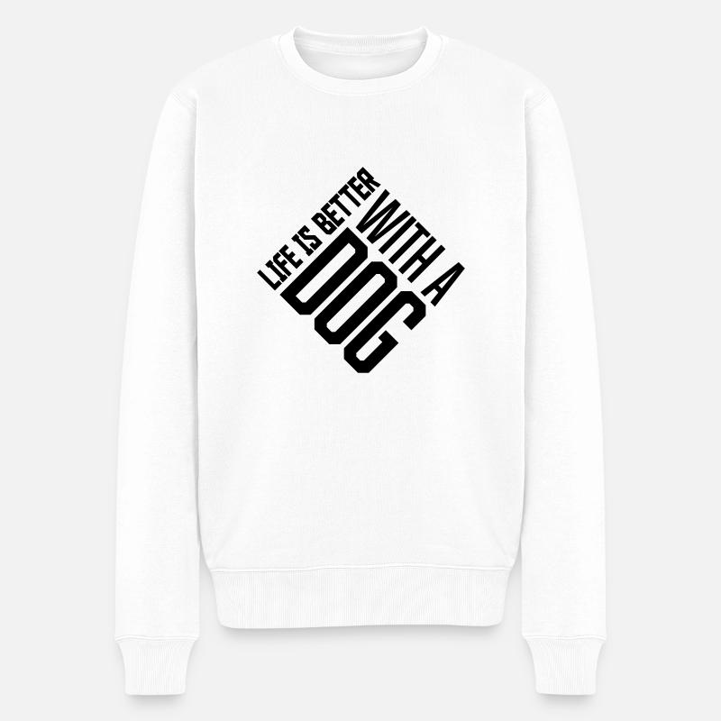 better with a dog - Männer Premium Bio Pullover - Weiß