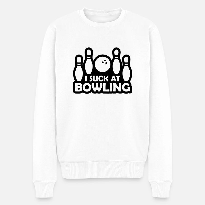 I suck at bowling - Männer Premium Bio Pullover - Weiß