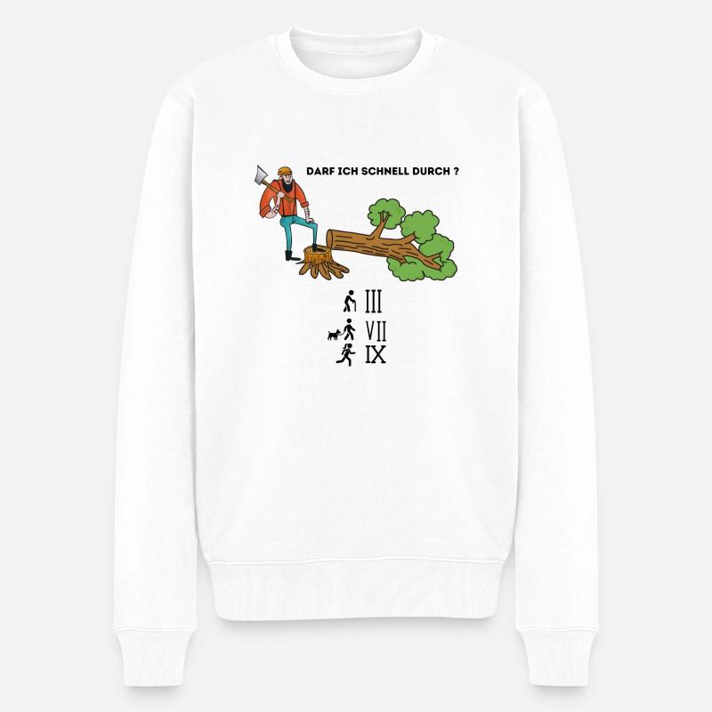 Darf ich schnell durch - Männer Premium Bio Pullover - Weiß
