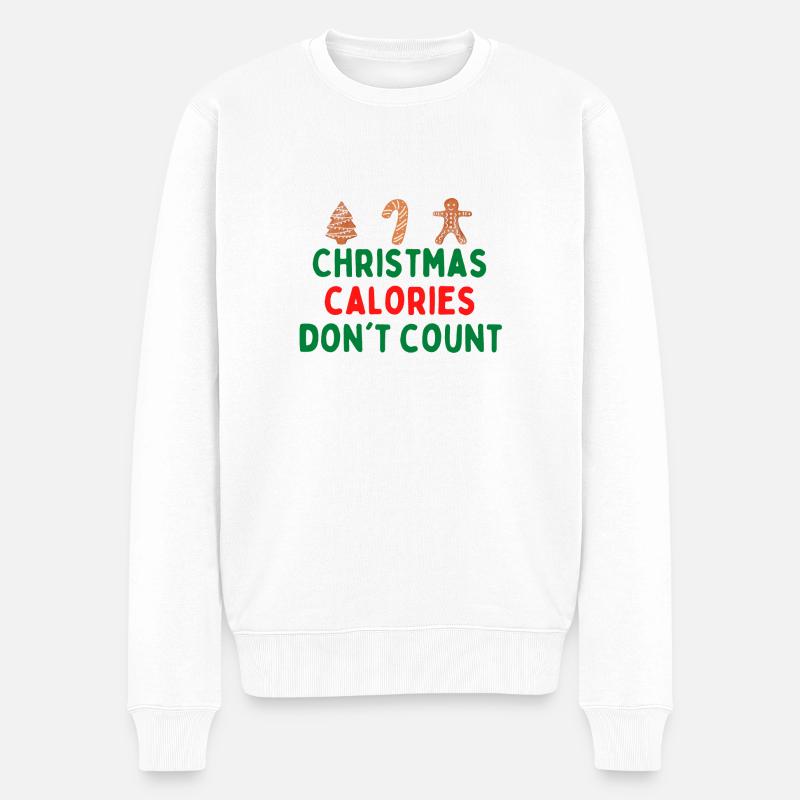 Weihnachtskalorien zählen nicht - Männer Premium Bio Pullover - Weiß