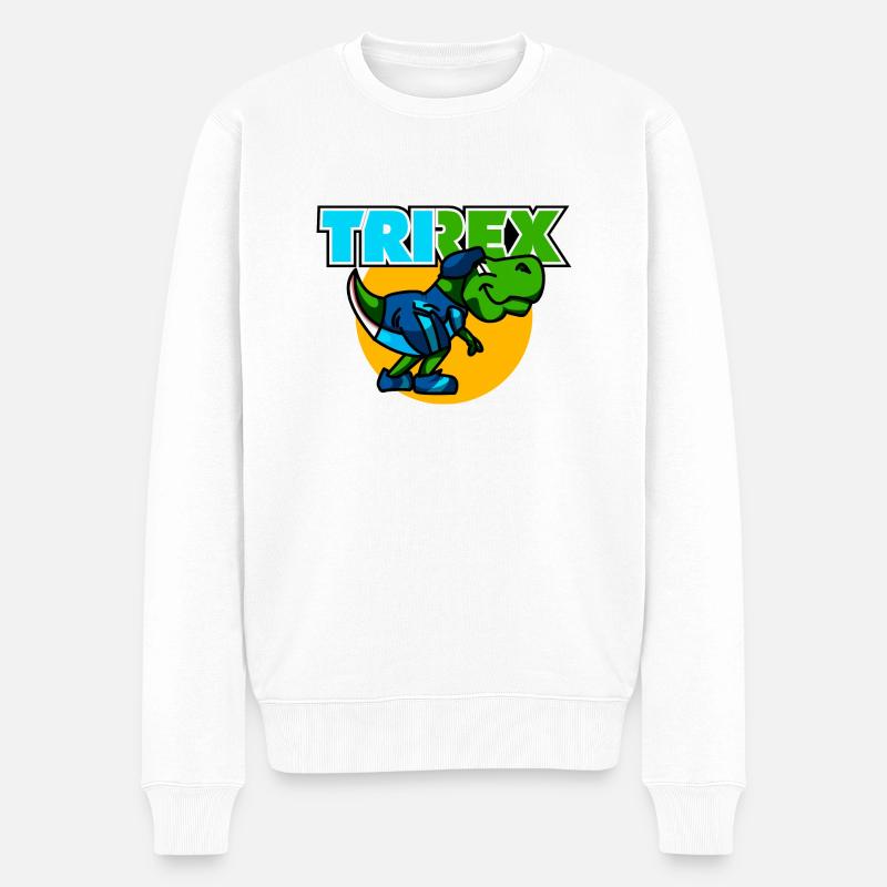 TRI REX im Kreis ist der Triathlon Dinosaurier - Männer Premium Bio Pullover - Weiß