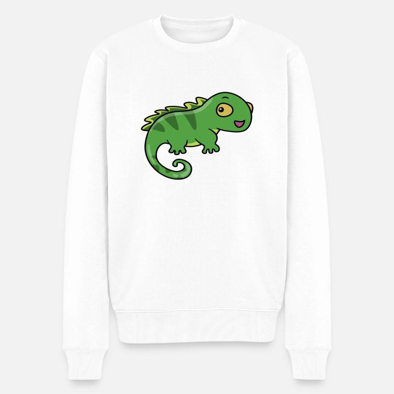 Grünes Kamelion - Männer Premium Bio Pullover - Weiß