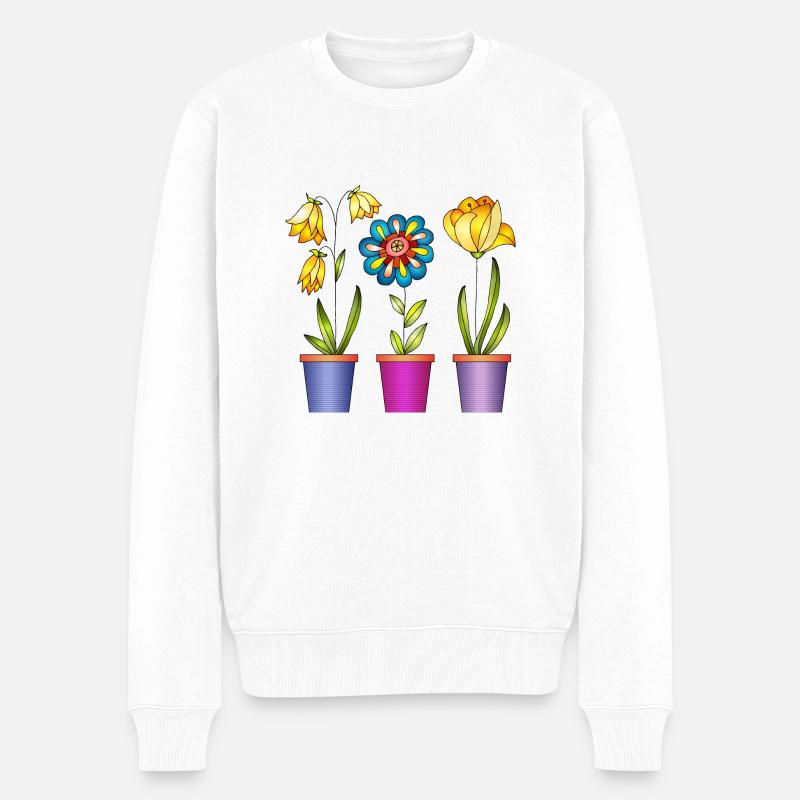 Blumen - Männer Premium Bio Pullover - Weiß