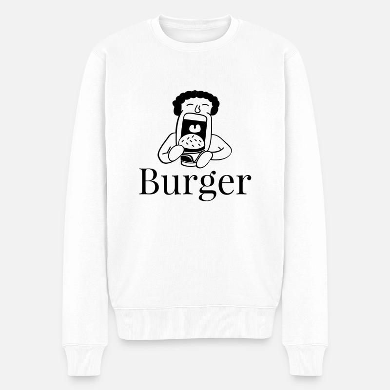 Burger essen - Männer Premium Bio Pullover - Weiß