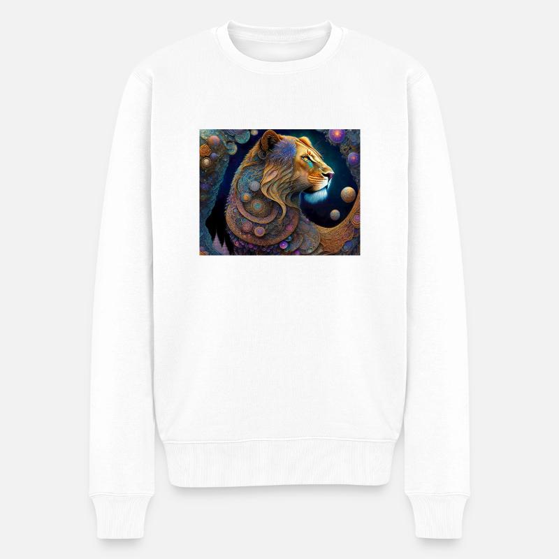 Löwe - Männer Premium Bio Pullover - Weiß