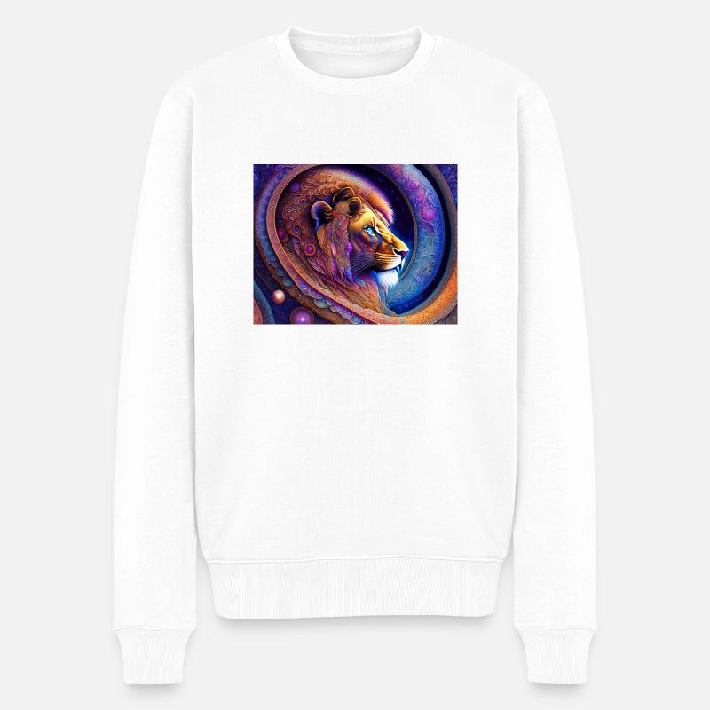 Löwe - Männer Premium Bio Pullover - Weiß