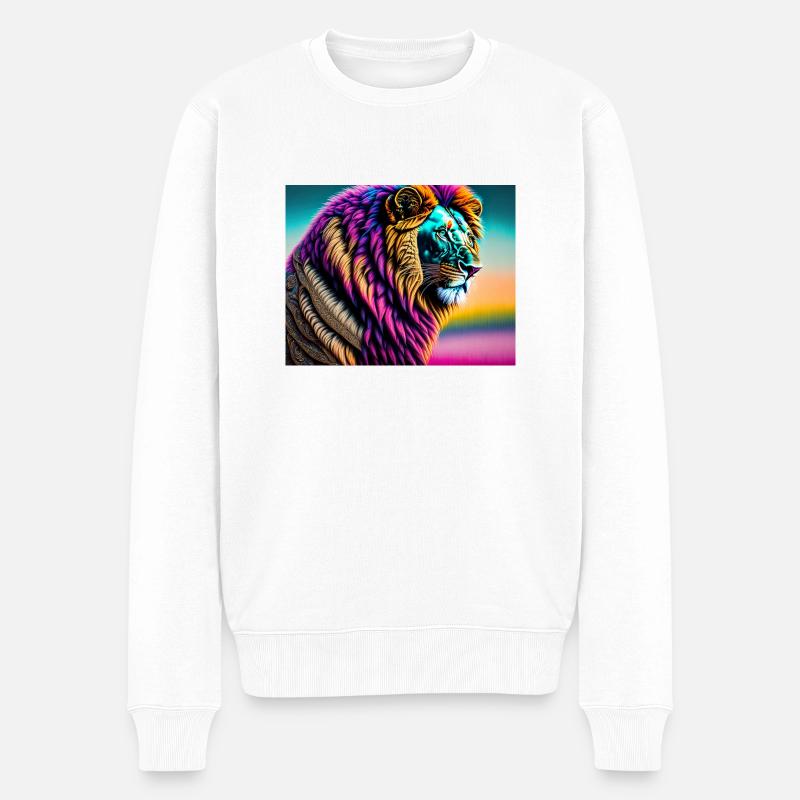 Löwe - Männer Premium Bio Pullover - Weiß
