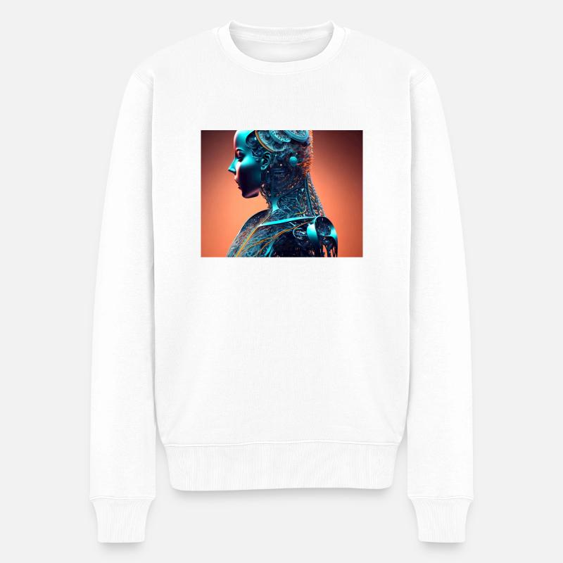 Biomechanischer Mensch - Männer Premium Bio Pullover - Weiß