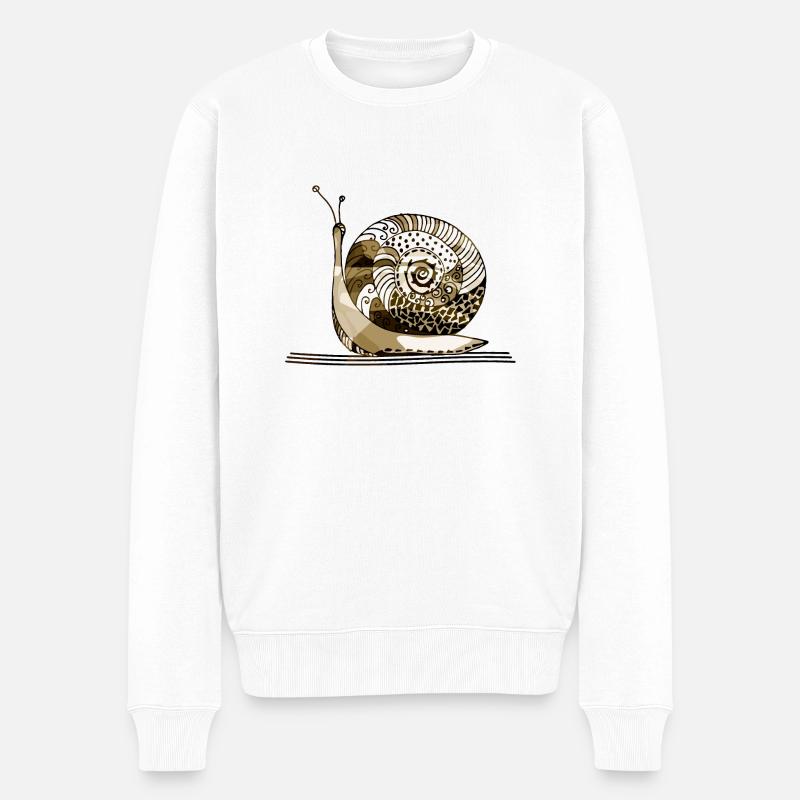 Schnecke - Männer Premium Bio Pullover - Weiß