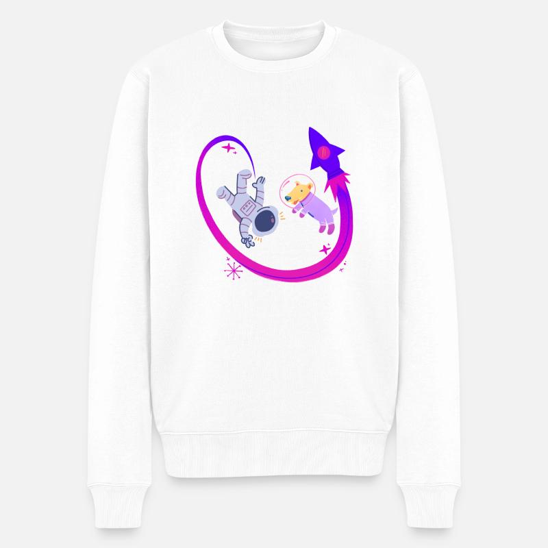 Chien et homme dans l’espace - Pull Premium bio Homme - blanc