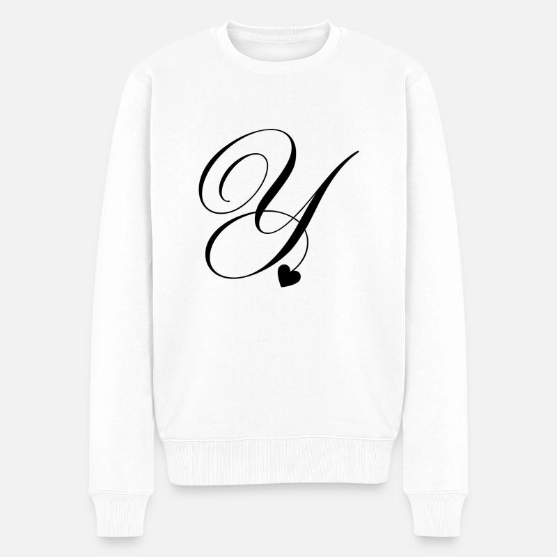 Buchstabe y Kalligraphie Herz - Männer Premium Bio Pullover - Weiß