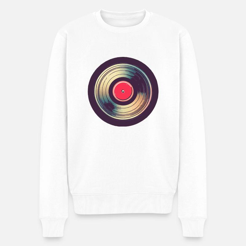 Retro Schallplatte - Männer Premium Bio Pullover - Weiß