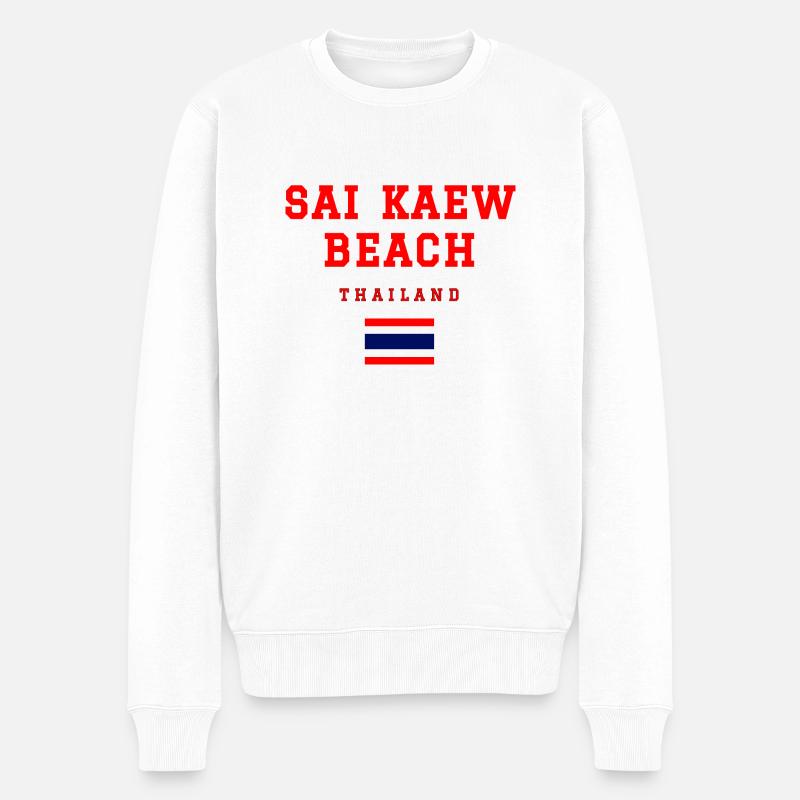 sai kaew beach Thailand - Männer Premium Bio Pullover - Weiß