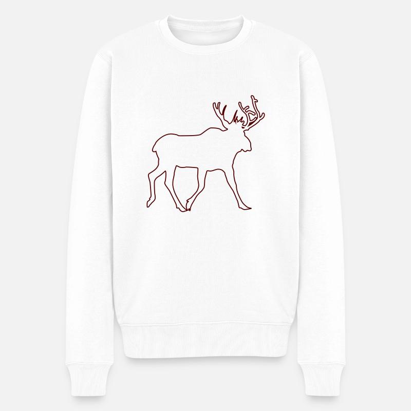 elch - Männer Premium Bio Pullover - Weiß