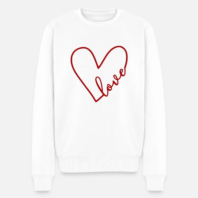 Love Herz - Männer Premium Bio Pullover - Weiß