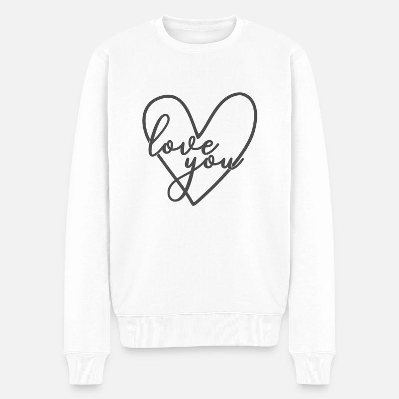 Herz Love You - Männer Premium Bio Pullover - Weiß