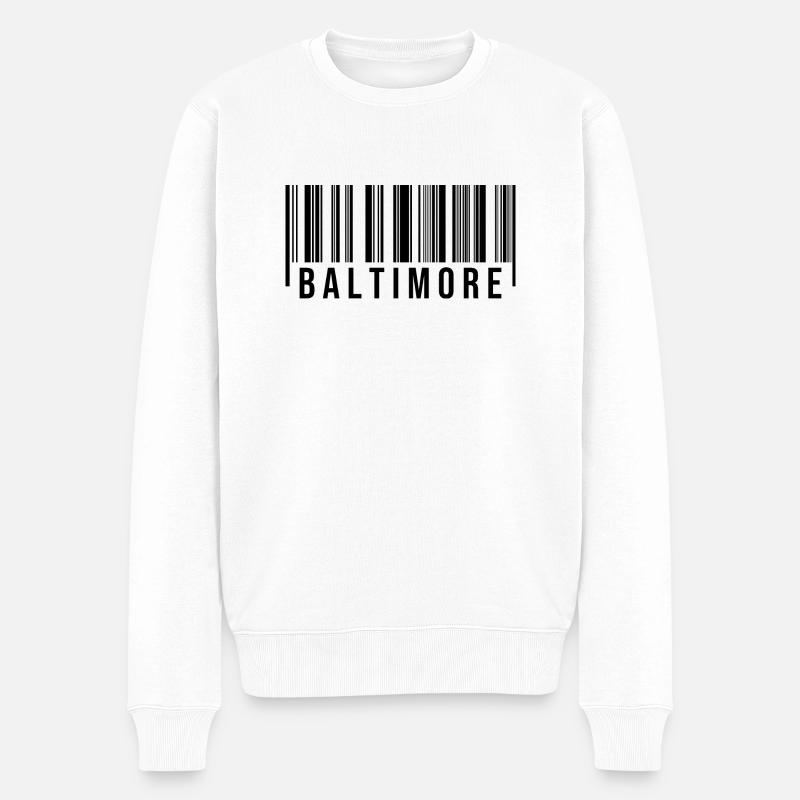 Baltimore Strichcode - Männer Premium Bio Pullover - Weiß