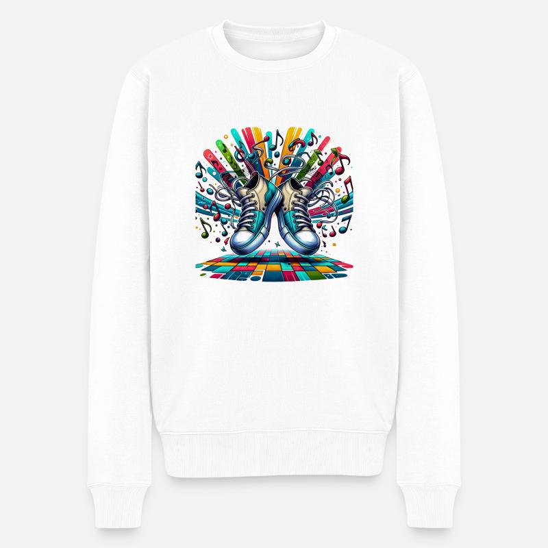 Rhythm Steps: Verspielte Tanz-Sneaker - Männer Premium Bio Pullover - Weiß