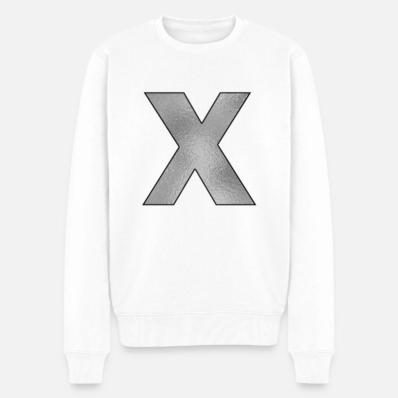 Buchstabe X Silber - Männer Premium Bio Pullover - Weiß