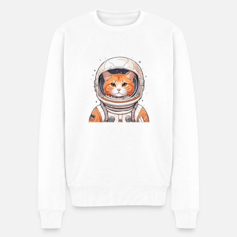 Chat astronaute - Pull Premium bio Homme - blanc