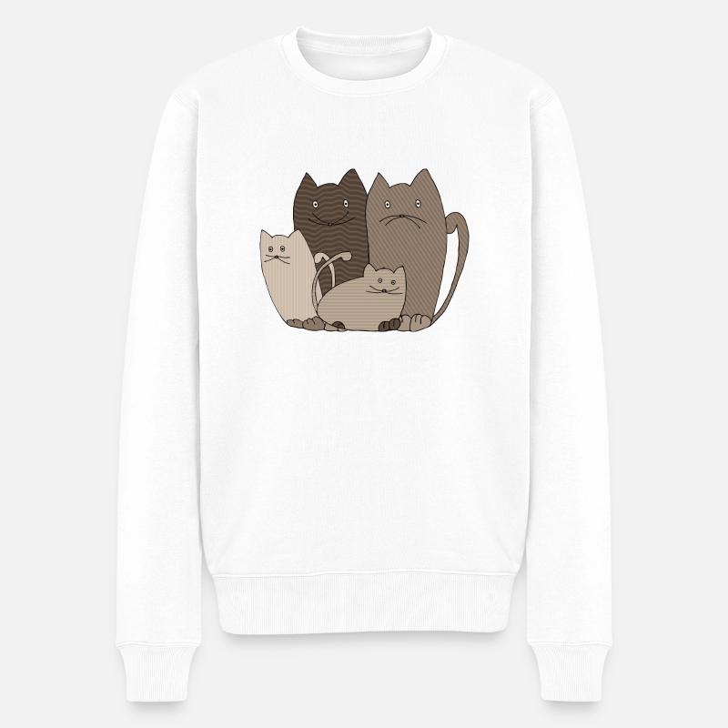 Chats - Pull Premium bio Homme - blanc