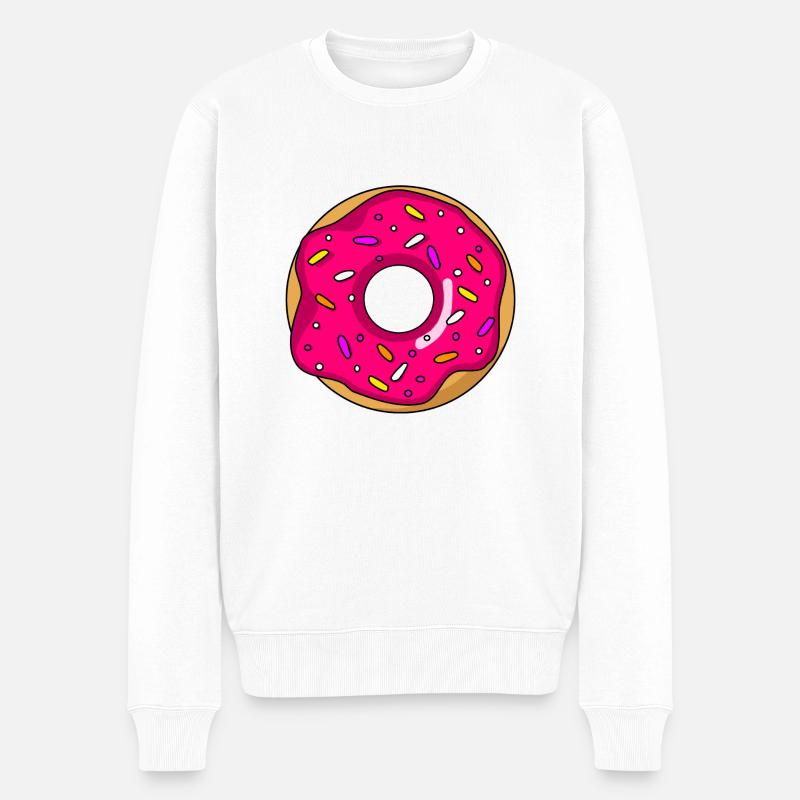 donut pink mit streusel - Männer Premium Bio Pullover - Weiß
