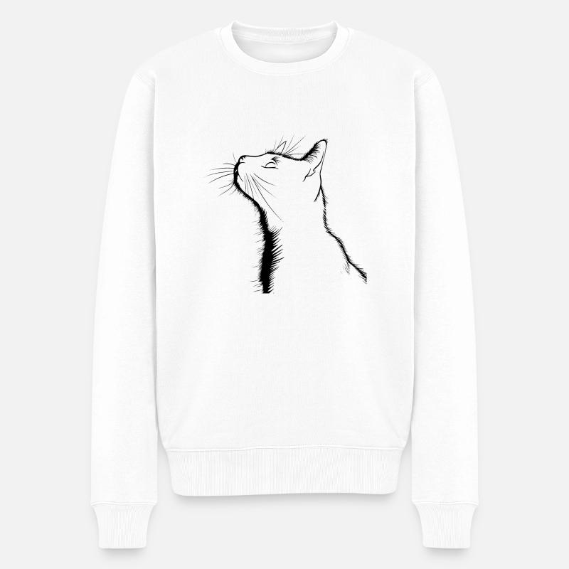 Chat, Motif De Chat - Pull Premium bio Homme - blanc