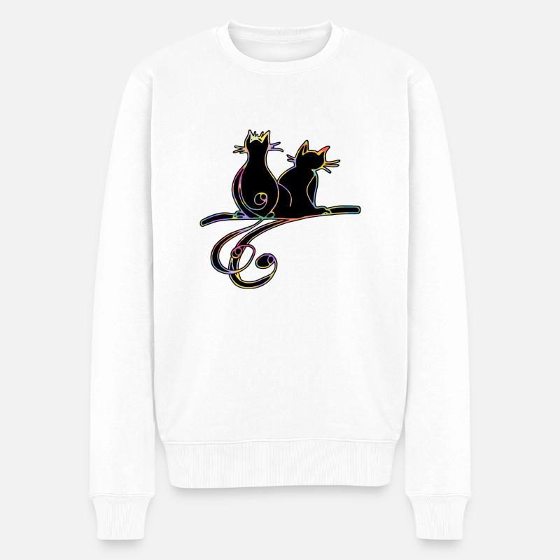 Katzen - Männer Premium Bio Pullover - Weiß