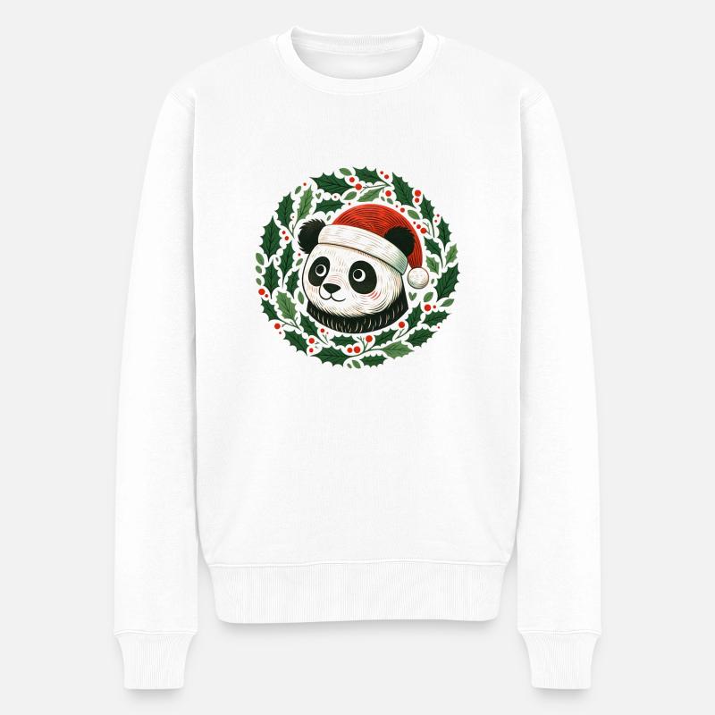 Weihnachts-Pandabär - Männer Premium Bio Pullover - Weiß
