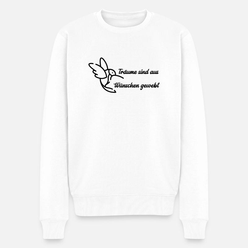 Träume und Wünsche, Kolibri - Männer Premium Bio Pullover - Weiß