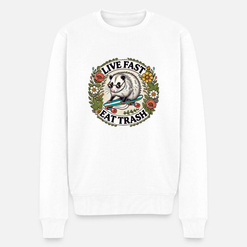 Trash Possum essen - Männer Premium Bio Pullover - Weiß
