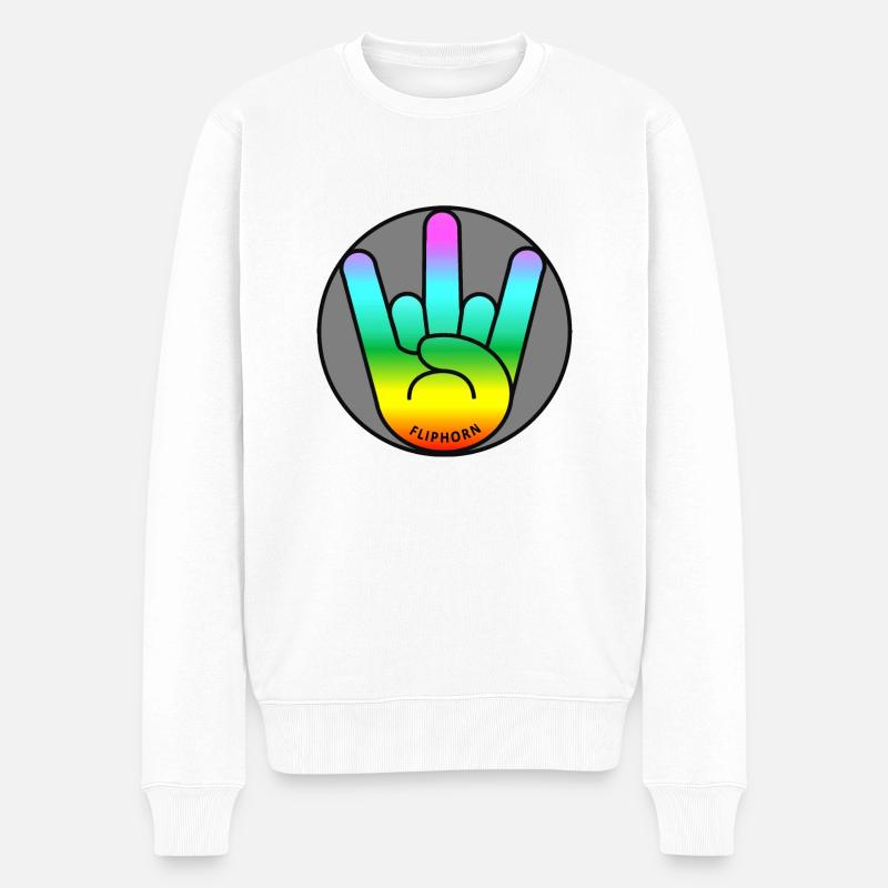 Fliphorn Iconic Design - Männer Premium Bio Pullover - Weiß