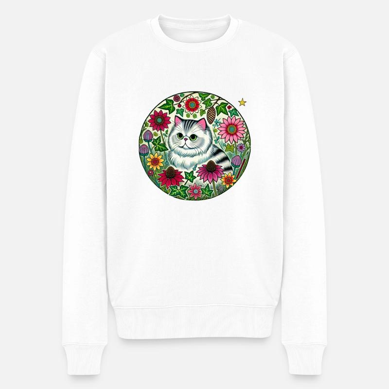 Chat persan en argent - Pull Premium bio Homme - blanc