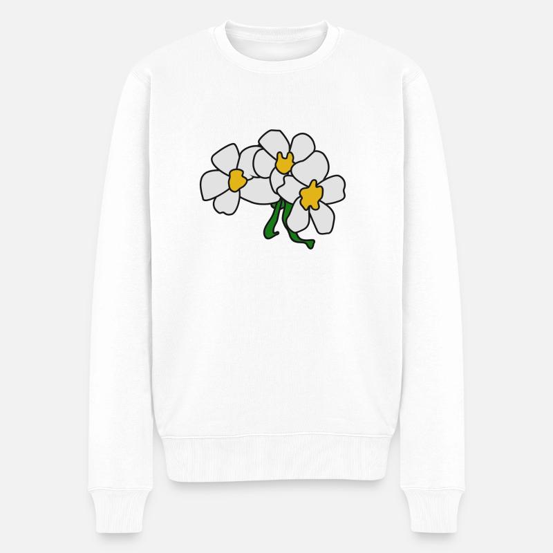 Gänseblümchen abstrakte Skizze - Männer Premium Bio Pullover - Weiß